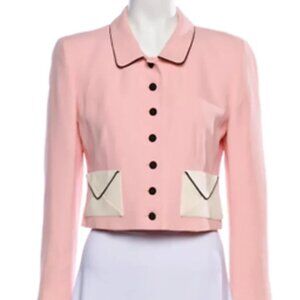 Moschino Lined Pink Envelope Pocket Jacket Blazer US Sz 10 ivory IT44 Black Pip